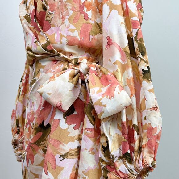 Significant Other Kenna Linen Blend Floral Mini Wrap Dress - Picture 6 of 14